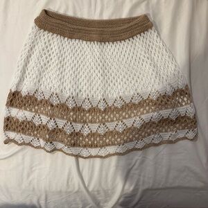 White and Tan Crochet Skirt